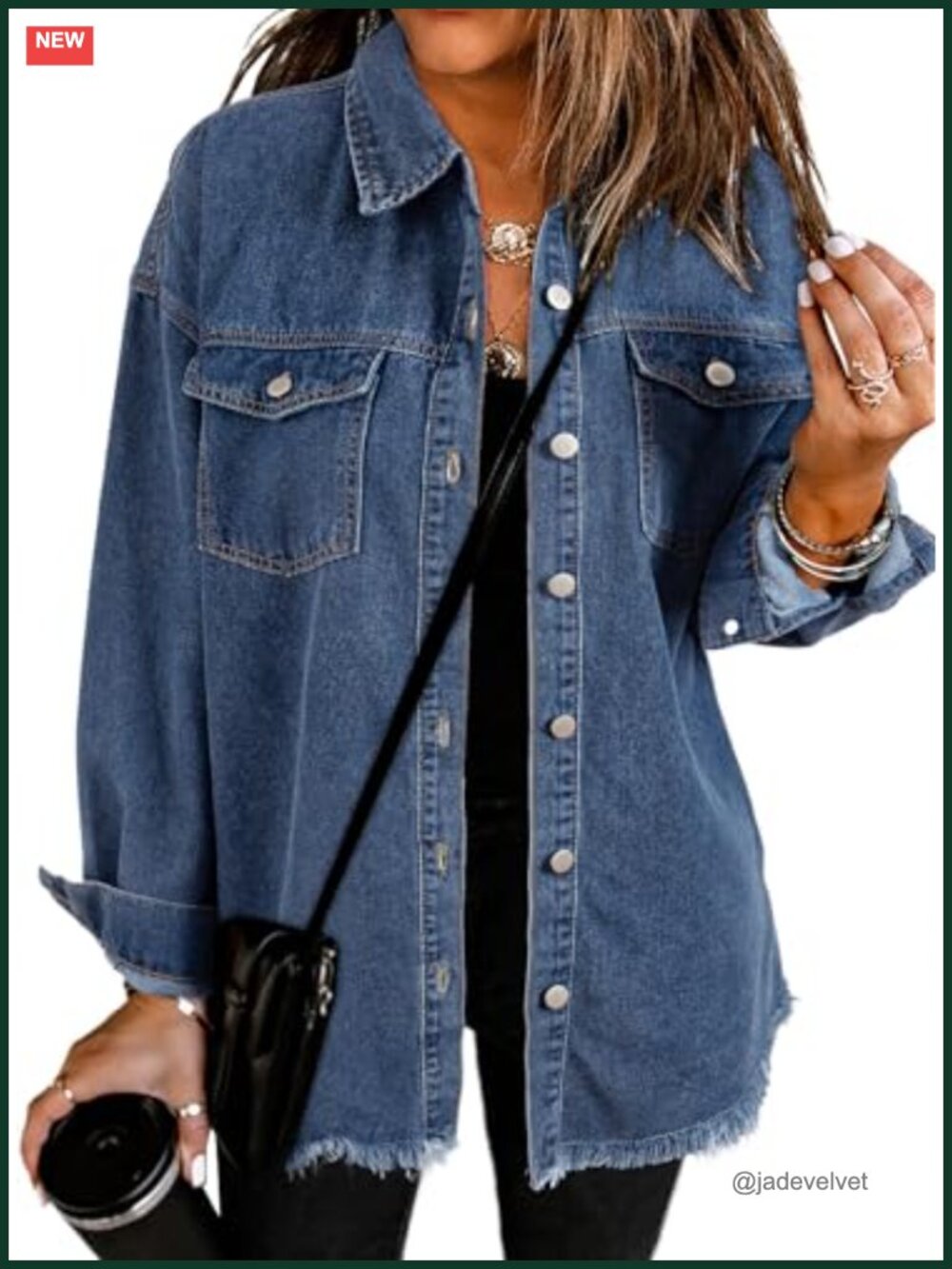 Oversized Distressed Boyfriend Denim Jacket Button Down
